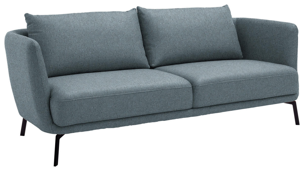 3-SITZER-SOFA  in Flachgewebe Blau  - Blau/Schwarz, Design, Textil/Metall (210/71/91cm) - Schöner Wohnen