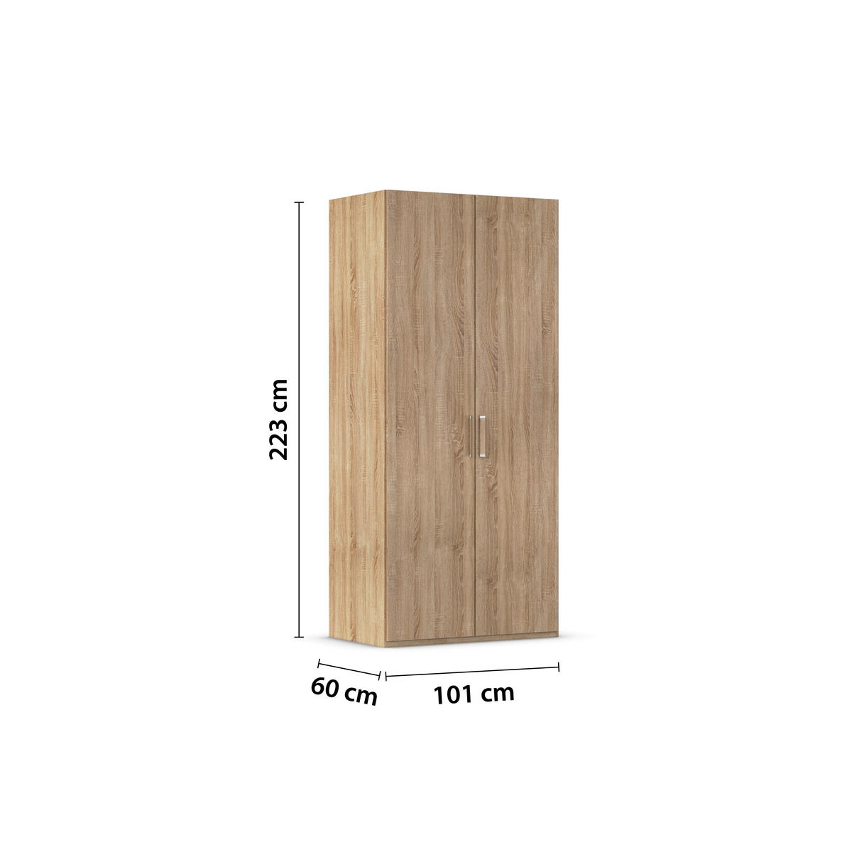 DREHTÜRENSCHRANK in Sonoma Eiche  - Silberfarben/Sonoma Eiche, Design, Holzwerkstoff/Kunststoff (101/223/60cm) - Novel