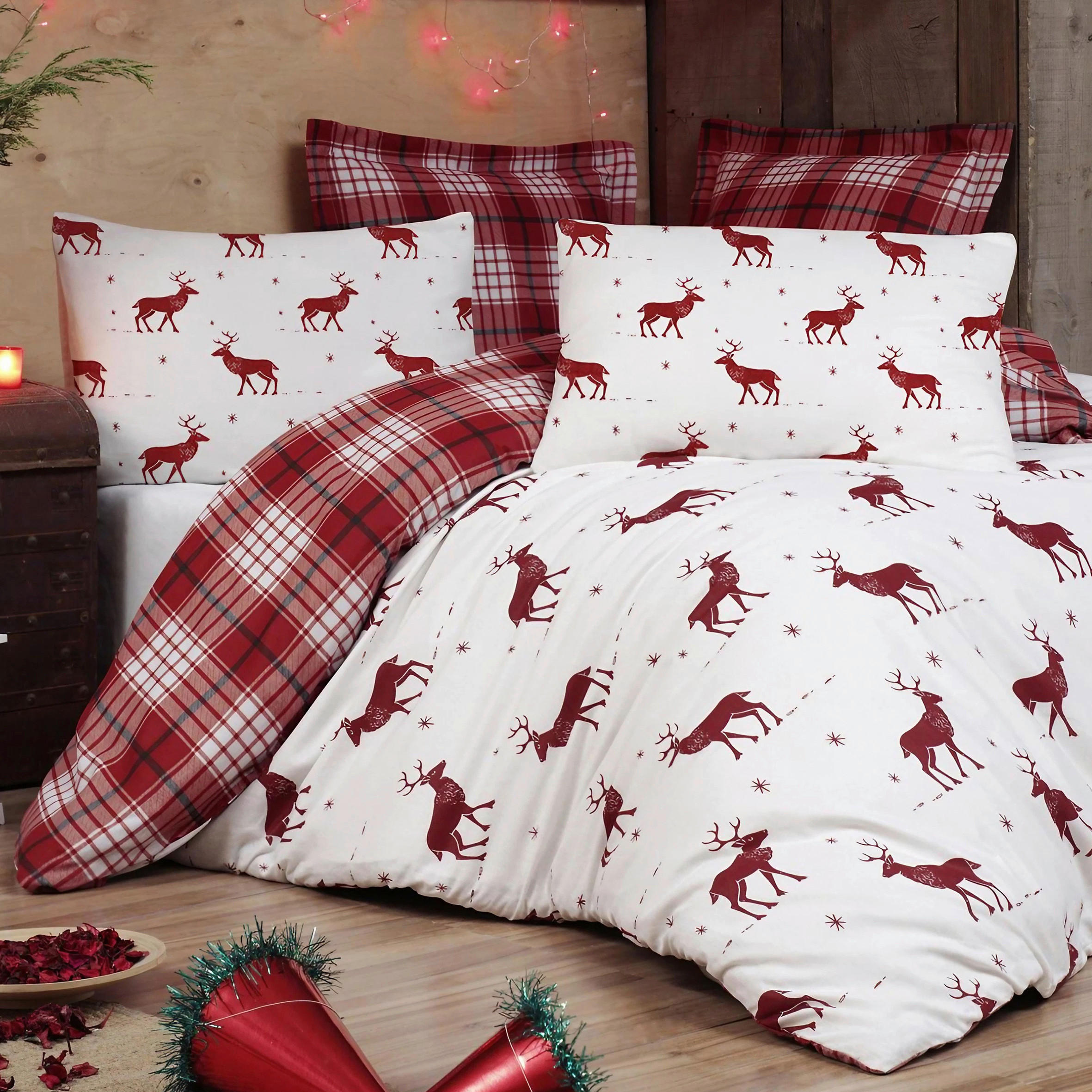 BETTWÄSCHE 135/200 cm  - Rot/Weiß, Basics, Textil (135/200cm) - X-Mas