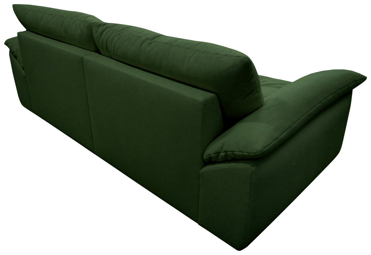 BIGSOFA Webstoff Dunkelgrün  - Dunkelgrün/Schwarz, KONVENTIONELL, Kunststoff/Textil (243/90,5/130cm) - Ambia Home