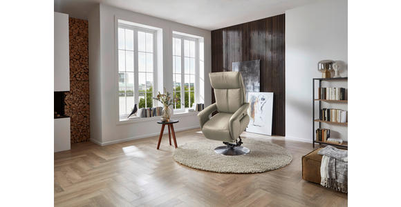 RELAXSESSEL in Leder Creme - Edelstahlfarben/Creme, Design, Leder/Metall (78/112/85cm) - Cantus