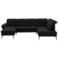 WOHNLANDSCHAFT Echtleder Schwarz  - Schwarz, Design, Leder/Metall (181/336/206cm) - Beldomo Speed