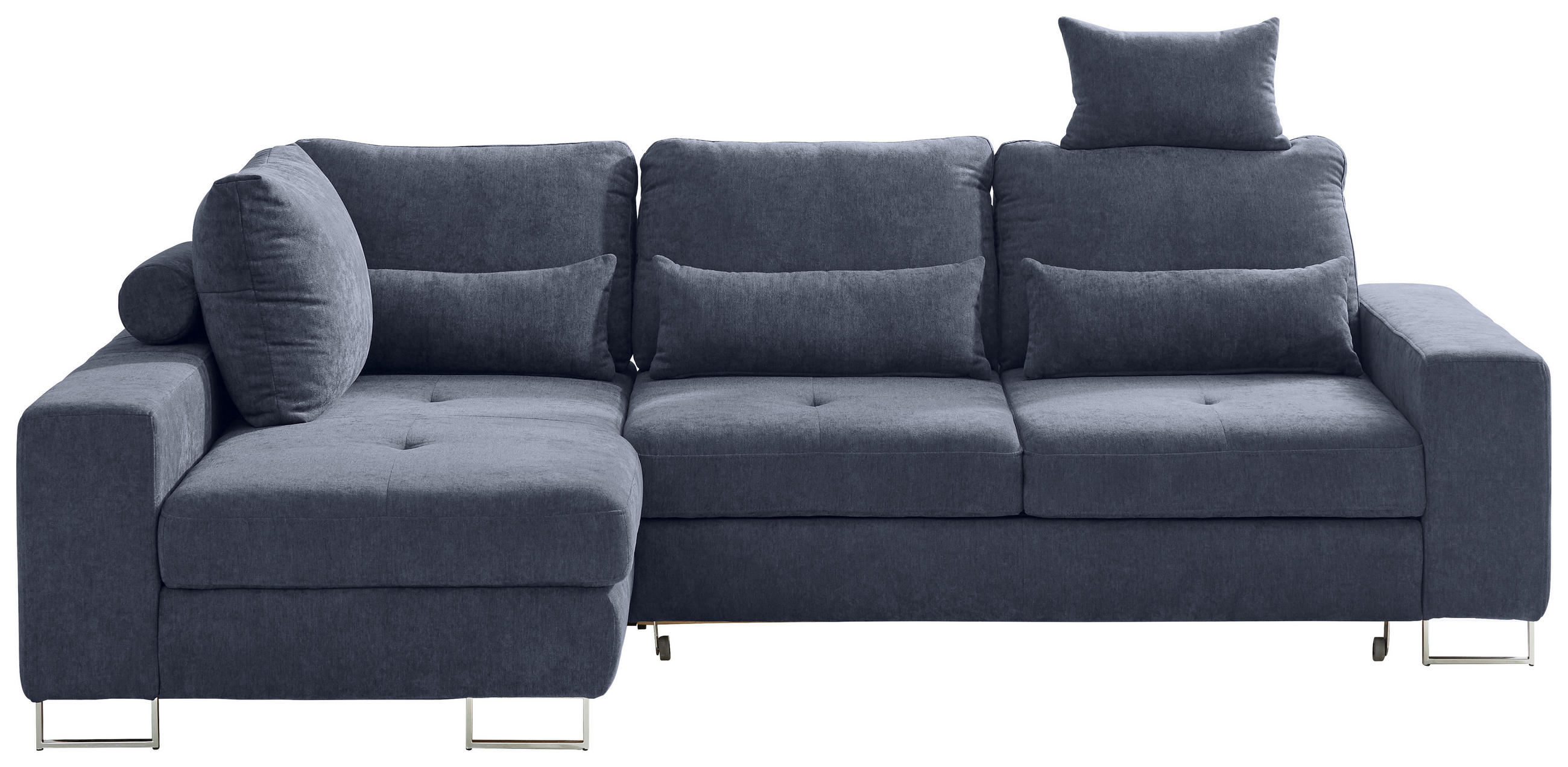 ECKSOFA  in Flachgewebe Dunkelgrau  188/260 cm  - Dunkelgrau, Design, Textil/Metall (188/260cm) - Hom`in