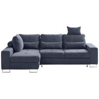 ECKSOFA  in Flachgewebe Dunkelgrau  188/260 cm  - Dunkelgrau, Design, Textil/Metall (188/260cm) - Hom`in