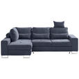 ECKSOFA  in Flachgewebe Dunkelgrau  188/260 cm  - Dunkelgrau, Design, Textil/Metall (188/260cm) - Hom`in