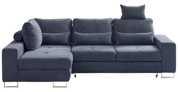 ECKSOFA  in Flachgewebe Dunkelgrau  188/260 cm  - Dunkelgrau, Design, Textil/Metall (188/260cm) - Hom`in