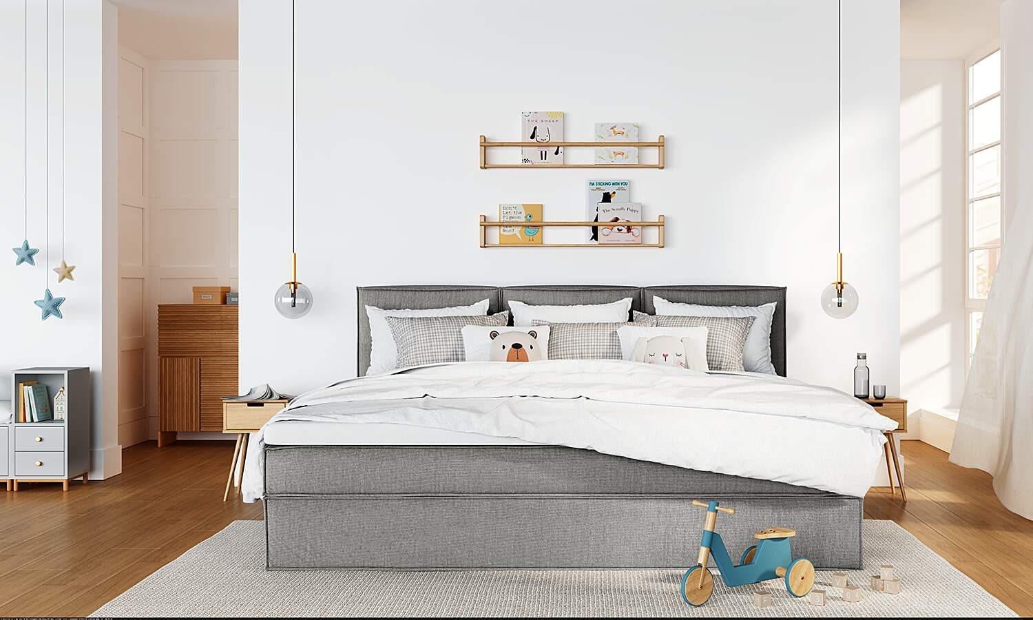 BOXSPRINGBETT 270/200 cm  in Hellgrau  - Hellgrau, Design, Textil (270/200cm) - home24