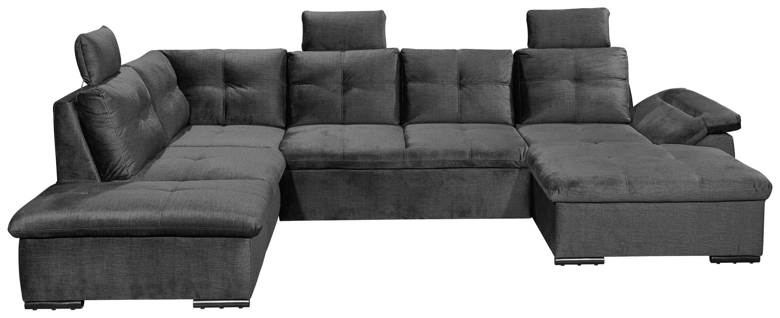 WOHNLANDSCHAFT in Mikrovelours Grau  - Schwarz/Grau, Konventionell, Kunststoff/Textil (217/334/127cm) - Carryhome