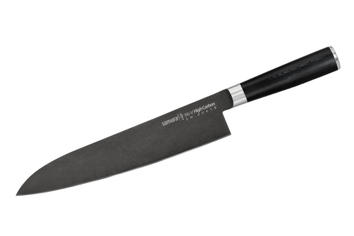 NOŽ ZA ŠEFA KUHINJE  MO-V STONEWASH 37.5/5.1/2.4 cm            - črna, Basics, kovina/leseni material (37.5/5.1/2.4cm) - Samura