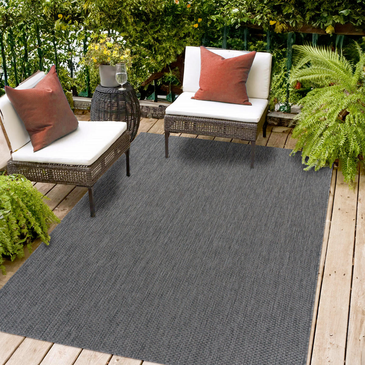 OUTDOORTEPPICH  für Terrasse und Balkon 80/150 cm Columbia Meliert Anthrazit  - Anthrazit, Basics, Textil (80/150cm) - Novel