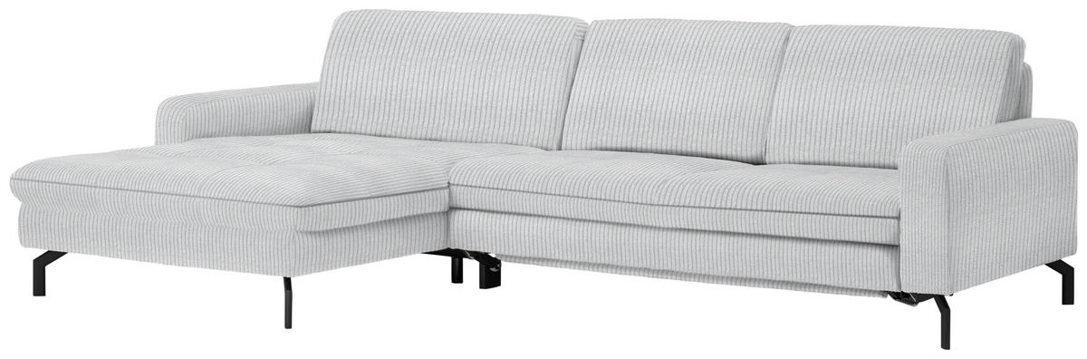 ECKSOFA in Cord Hellgrau  - Hellgrau/Schwarz, Design, Textil/Metall (178/302cm) - Beldomo Style