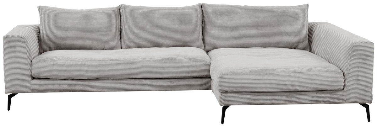 ECKSOFA in Cord Hellgrau  - Hellgrau/Schwarz, Design, Textil/Metall (313/172cm) - Livetastic