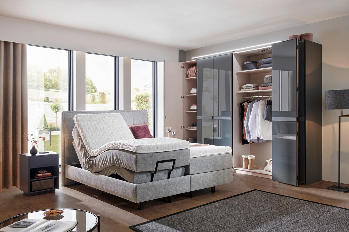 SKRIŇA S OTOČNÝMI DVERAMI, antracitová, 298/240/63 cm - čierna/antracitová, Design, kompozitné drevo/sklo (298/240/63cm) - Dieter Knoll