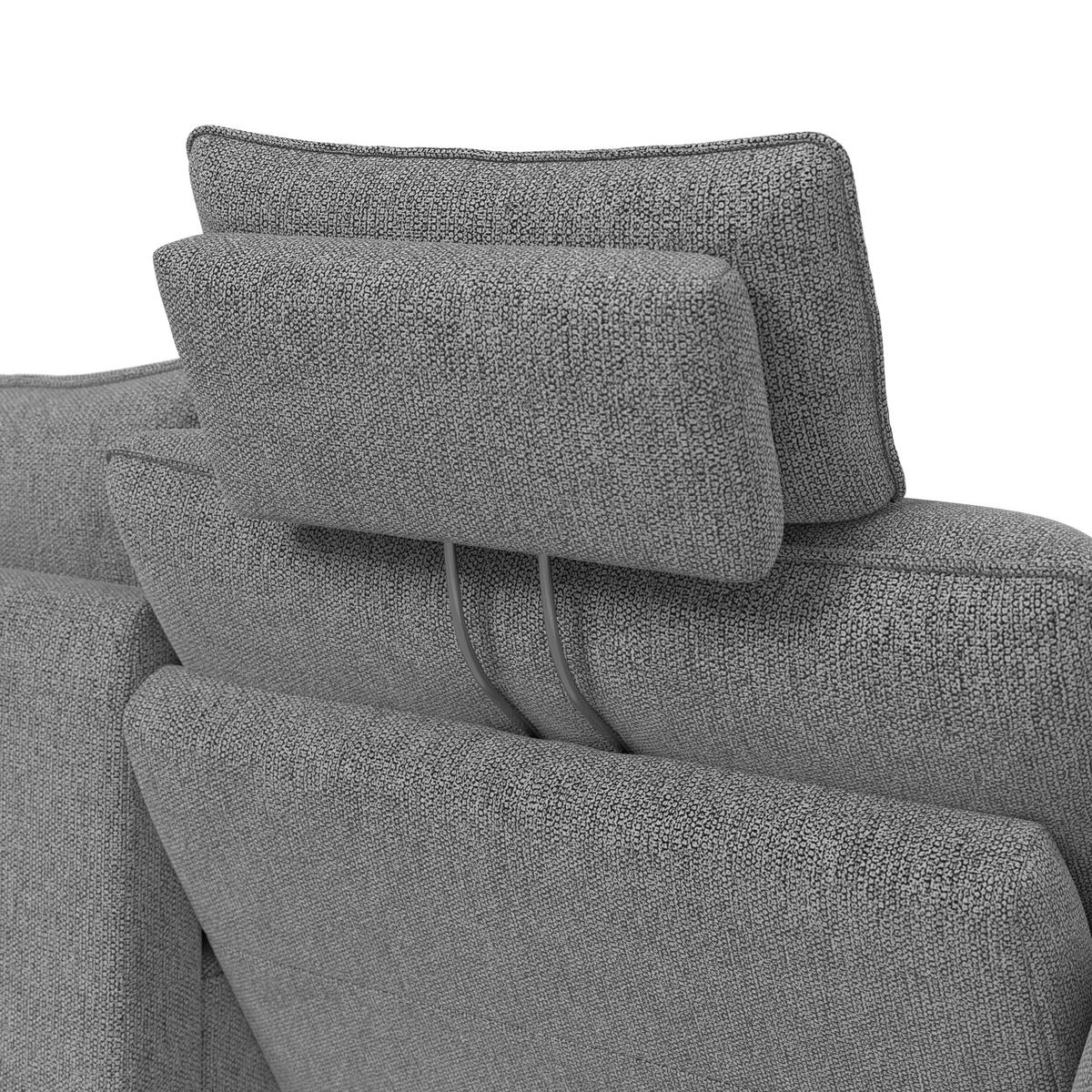 3-SITZER-SOFA  in Chenille Grau Modern  - Schwarz/Grau, KONVENTIONELL, Textil/Metall (184/90/92cm) - Elegando