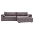 ECKSOFA  in Webstoff Grau, Lila  306/198 cm  - Lila/Schwarz, MODERN, Kunststoff/Textil (306/198cm) - Carryhome