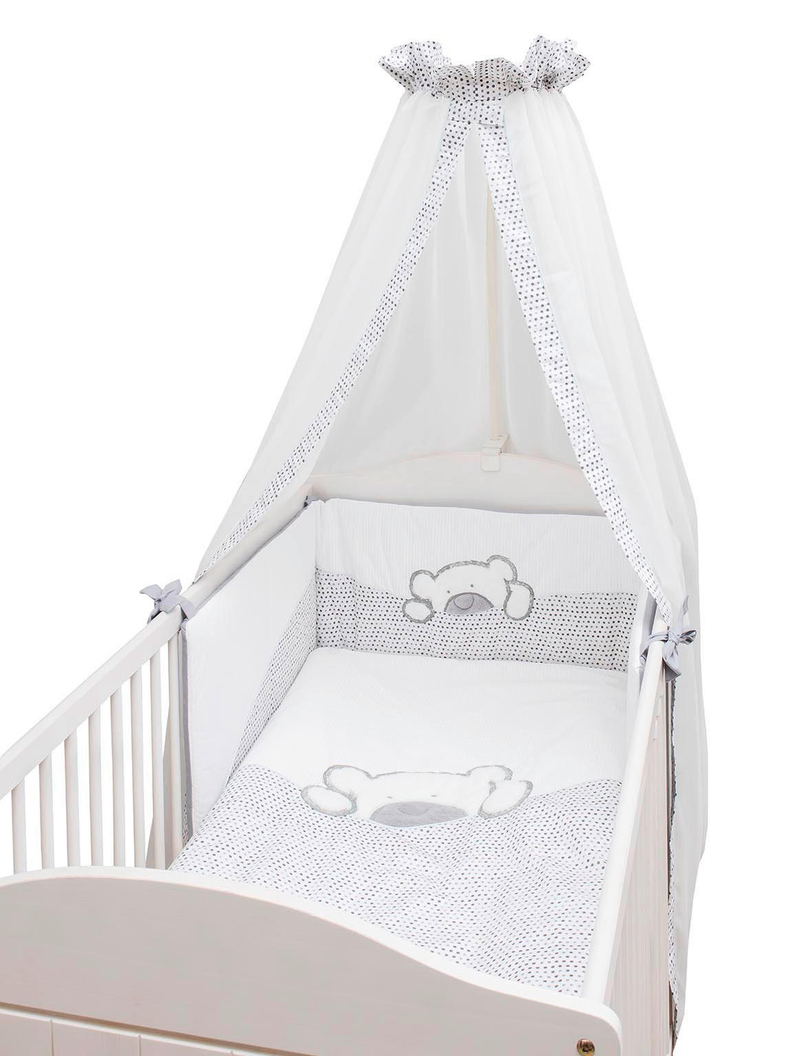 Bebe's Collection Gitterbettset Big Willi Creme, Grau 100x135 cm