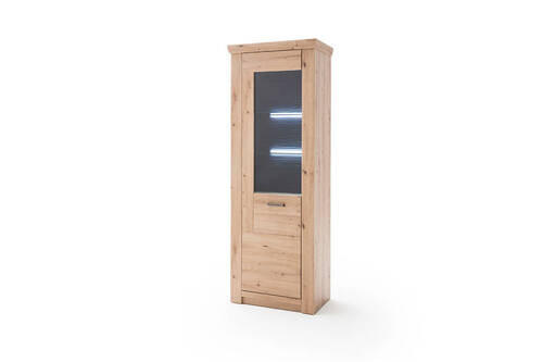 VITRINE in Eichefarben, Anthrazit  - Eichefarben/Anthrazit, Design, Glas/Holz (74/211/45cm) - Livetastic