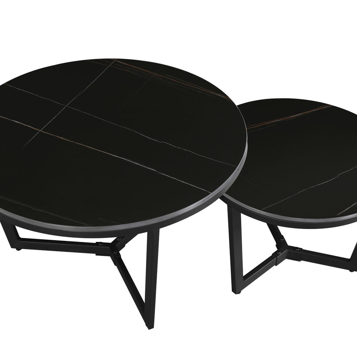 COUCHTISCH 68,5/68,5/43 cm rund Schwarz  - Schwarz, KONVENTIONELL, Stein/Metall (68,5/68,5/43cm) - MID.YOU
