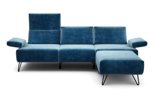 3-SITZER-SOFA in Samt Blau  - Blau/Schwarz, Design, Textil/Metall (234-264/85/86-94cm) - SENSOO