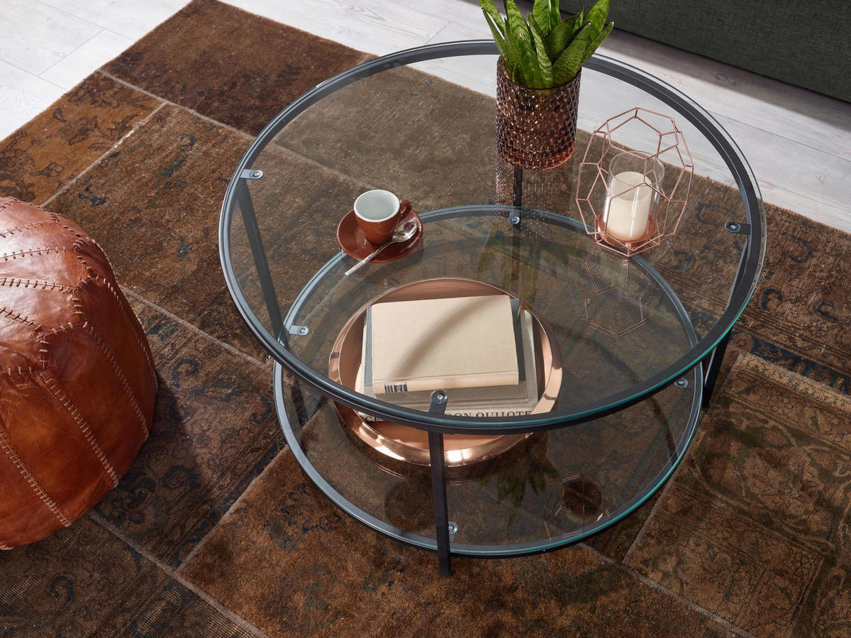COUCHTISCH in Glas 80/80/45 cm  - Schwarz, Modern, Glas/Metall (80/80/45cm) - MID.YOU