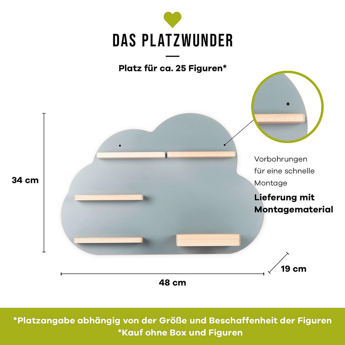 KINDERREGAL Grau  - Grau, MODERN, Holzwerkstoff (48/35/19cm) - MID.YOU