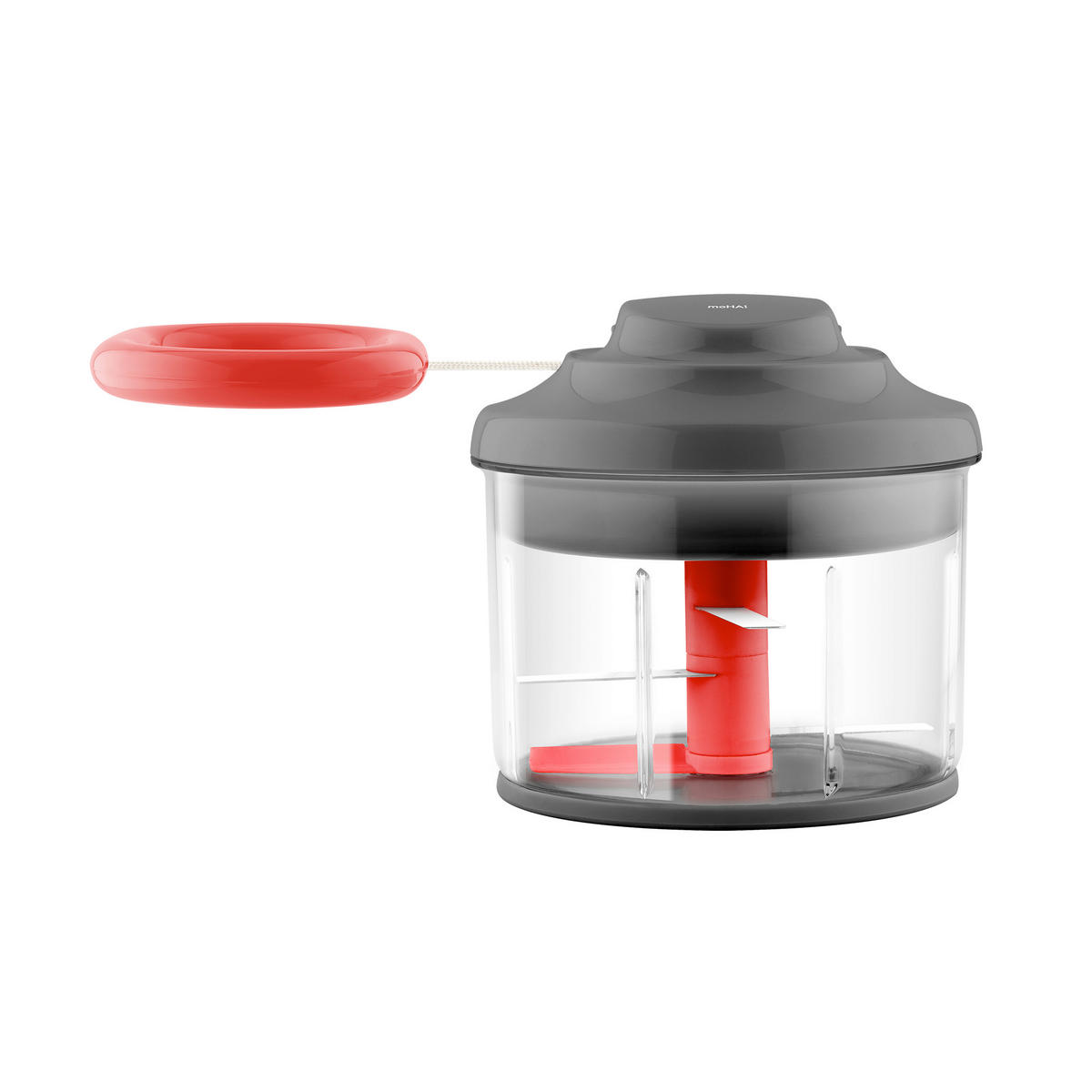 GEMÜSESCHNEIDER-AUFSATZ - Dunkelgrau/Rot, Basics, Kunststoff/Metall (14/14/14cm) - moHA!