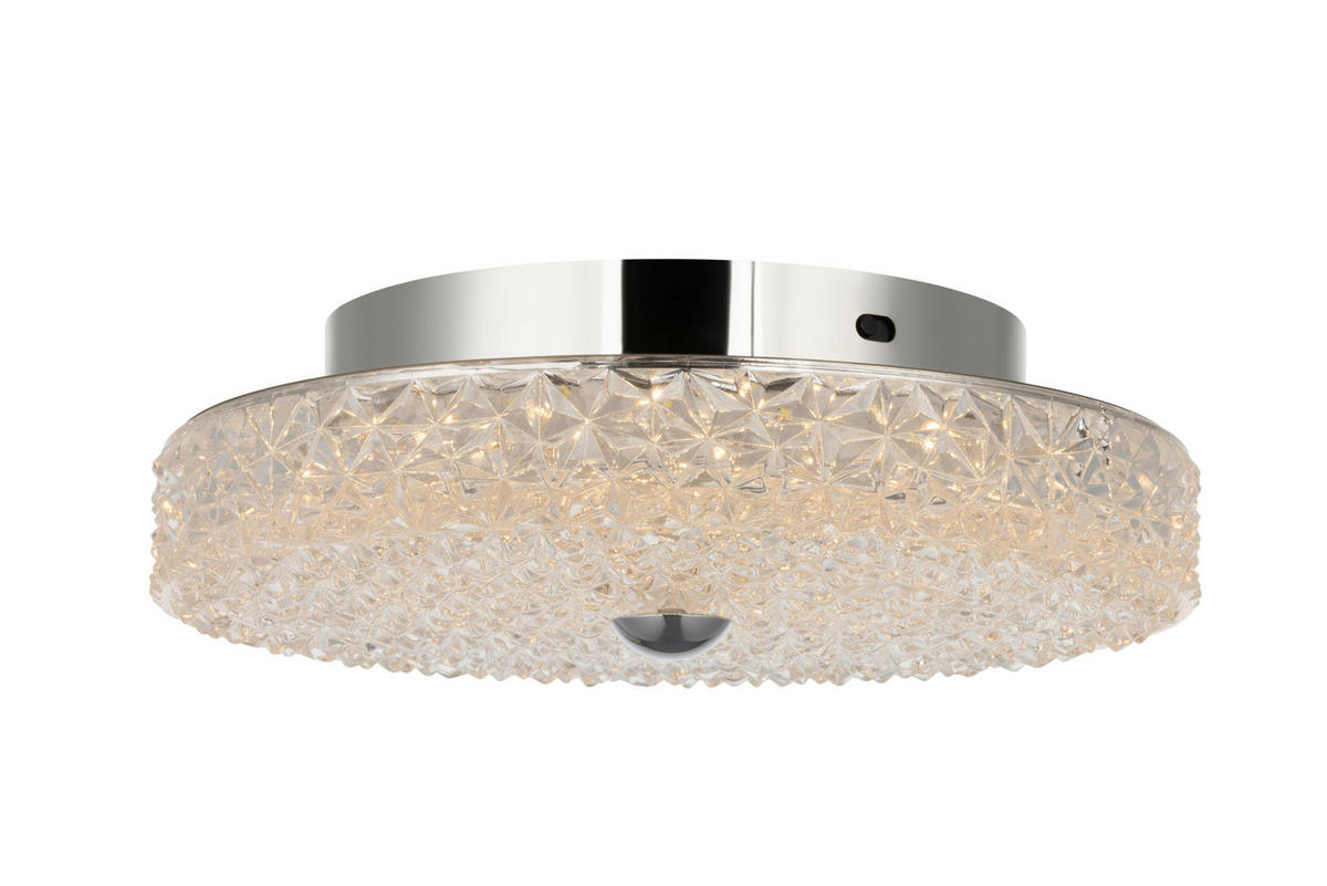 Plafonieră Cu Led 18 W  30/9,5 cm    - străveziu, Konventionell, sticlă/metal (30/9,5cm) - Glandor