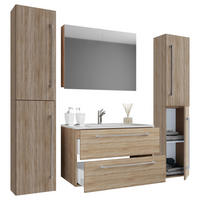 BADEZIMMER 5-teilig  in 146 cm  - Alufarben/Weiß, MODERN, Keramik/Holzwerkstoff (146cm) - MID.YOU