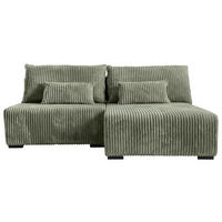 ECKSOFA  in Cord Olivgrün  210/146 cm  - Schwarz/Olivgrün, MODERN, Holz/Textil (210/146cm) - Carryhome