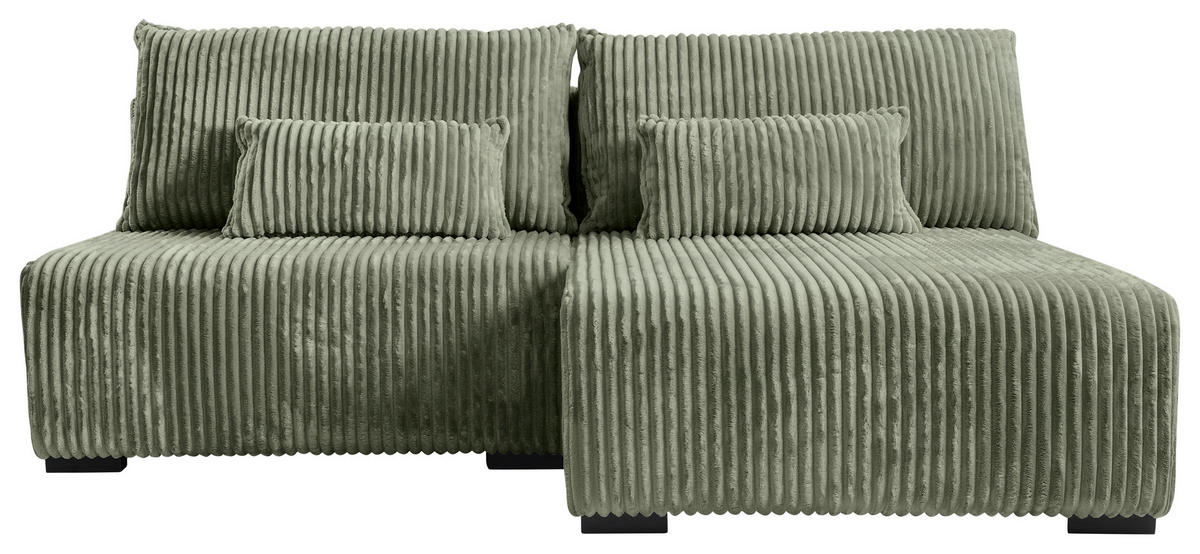 ECKSOFA  in Cord Olivgrün  210/146 cm  - Schwarz/Olivgrün, MODERN, Holz/Textil (210/146cm) - Carryhome