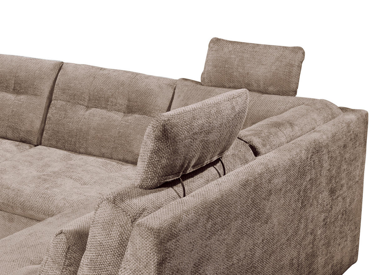 WOHNLANDSCHAFT RONDA Taupe Webstoff  - Taupe/Schwarz, Basics, Kunststoff/Textil (170/324/218cm) - Livetastic