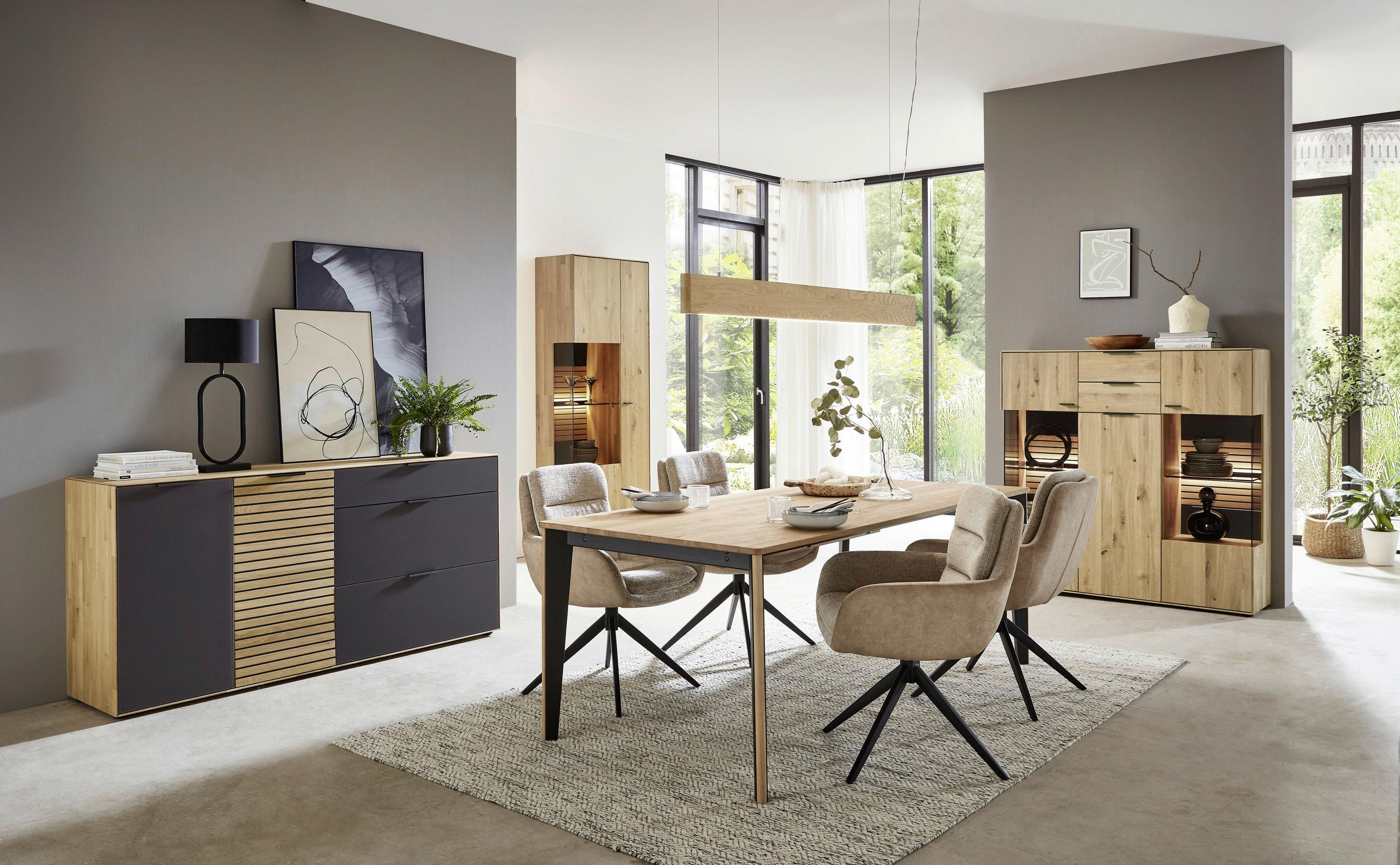 SIDEBOARD Wildeiche  181,9/87,9/45,2 cm  - Wildeiche/Dunkelgrau, Natur, Holz/Metall (181,9/87,9/45,2cm) - Valdera