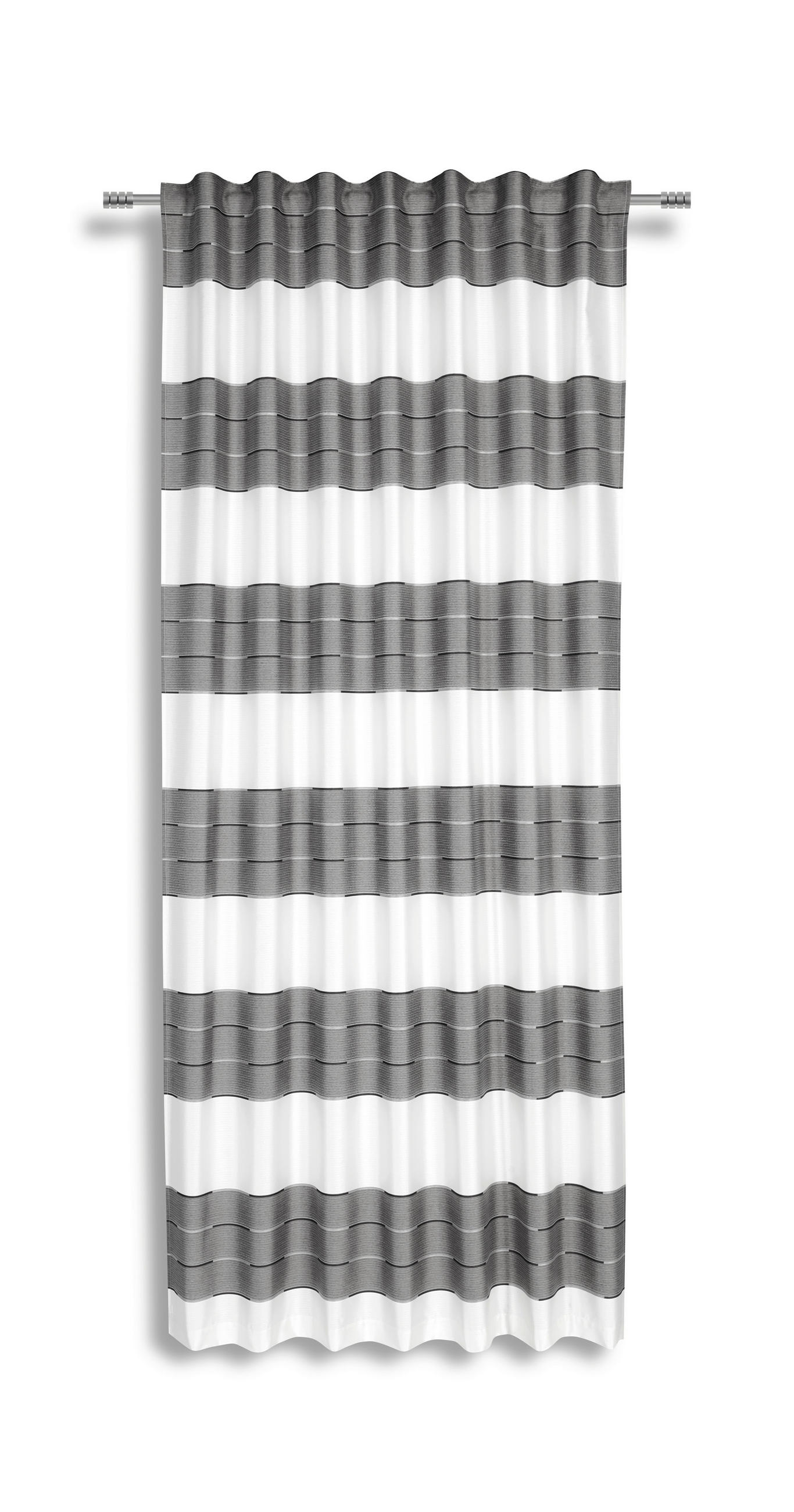 Vorhang Mit Schlaufen Und Band Nadine 140x245 Cm Silber/ Weiß