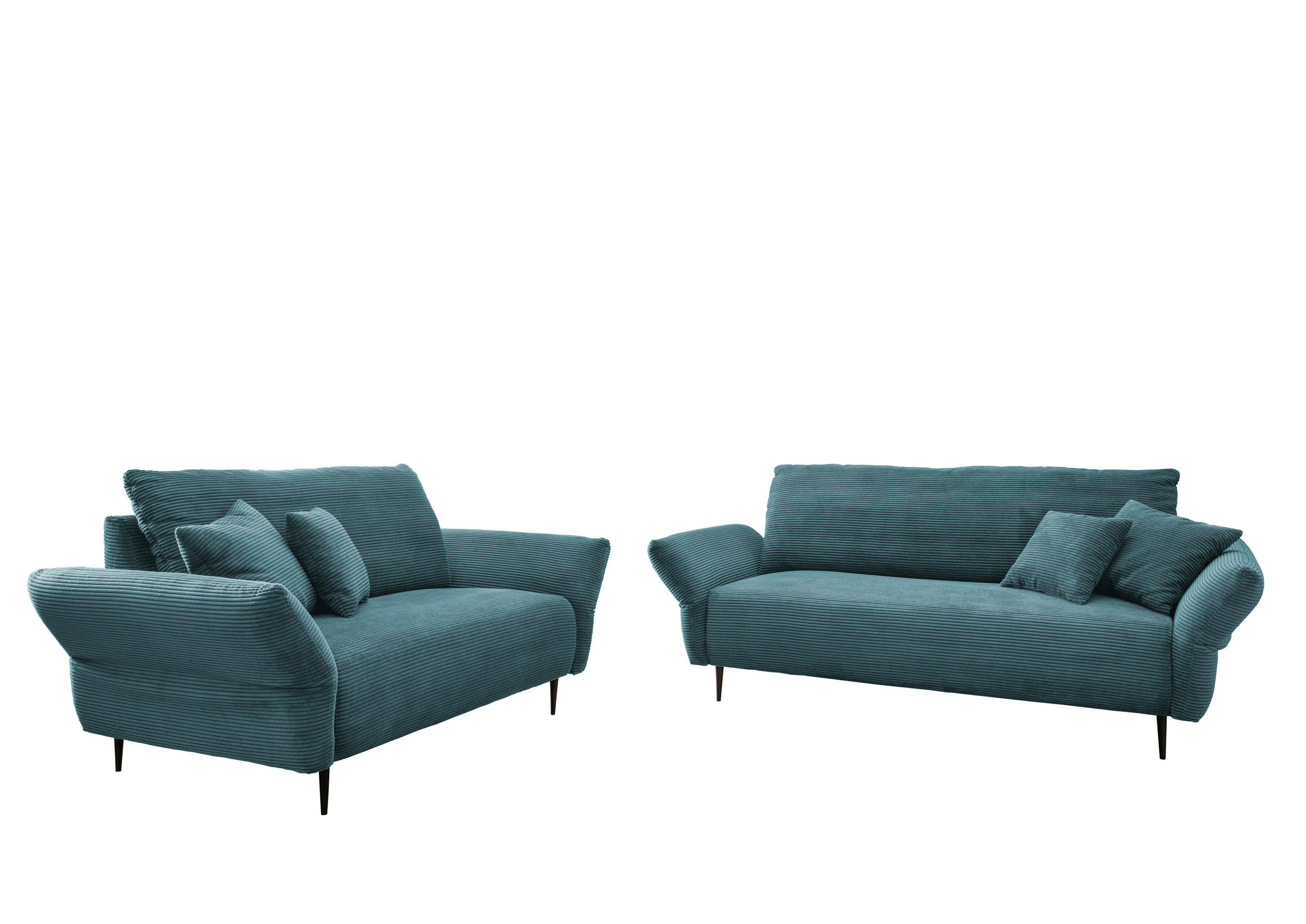 SITZGARNITUR in Cord Petrol  - Petrol/Schwarz, Design, Textil/Metall (1/1/1cm) - Livetastic