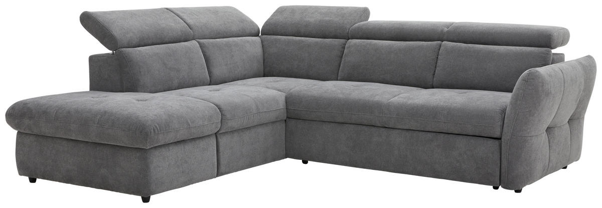 ECKSOFA in Mikrofaser Graubraun  - Graubraun/Schwarz, Design, Kunststoff/Textil (224/254cm) - Livetastic