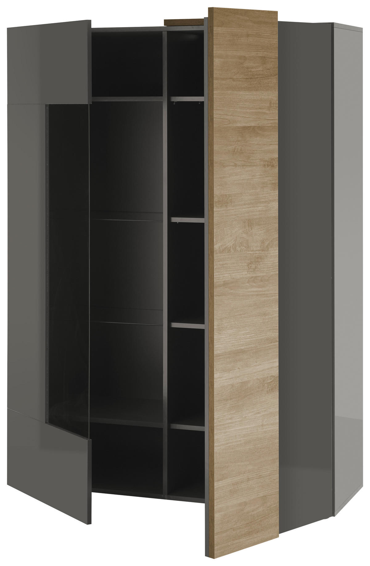 VITRINE in Eichefarben, Dunkelgrau  - Eichefarben/Dunkelgrau, Basics, Glas/Holzwerkstoff (121/168/44cm)