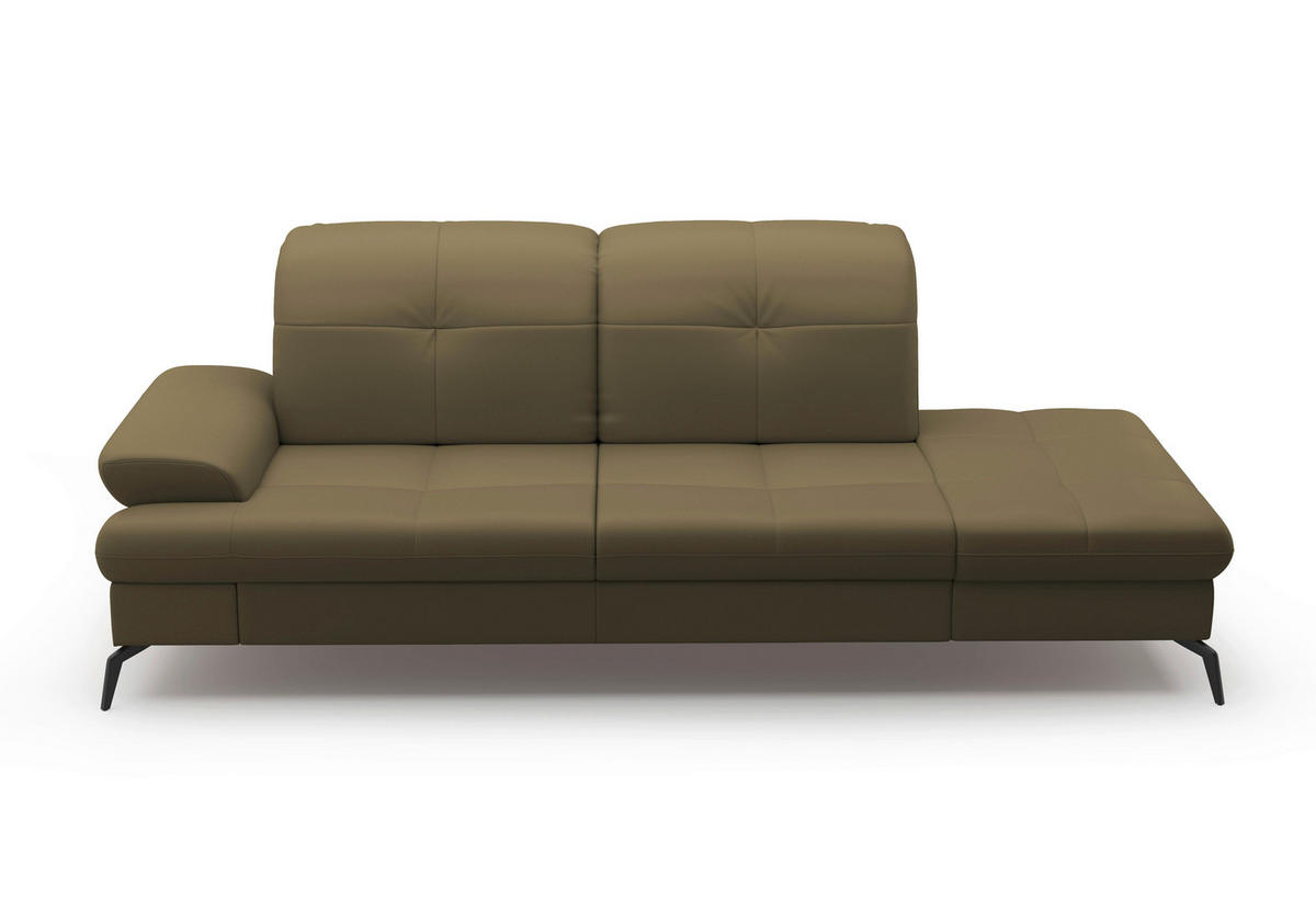 RÉCAMIERE in Echtleder Olivgrün  - Schwarz/Olivgrün, Konventionell, Leder/Metall (231/90/122cm) - Sit & More