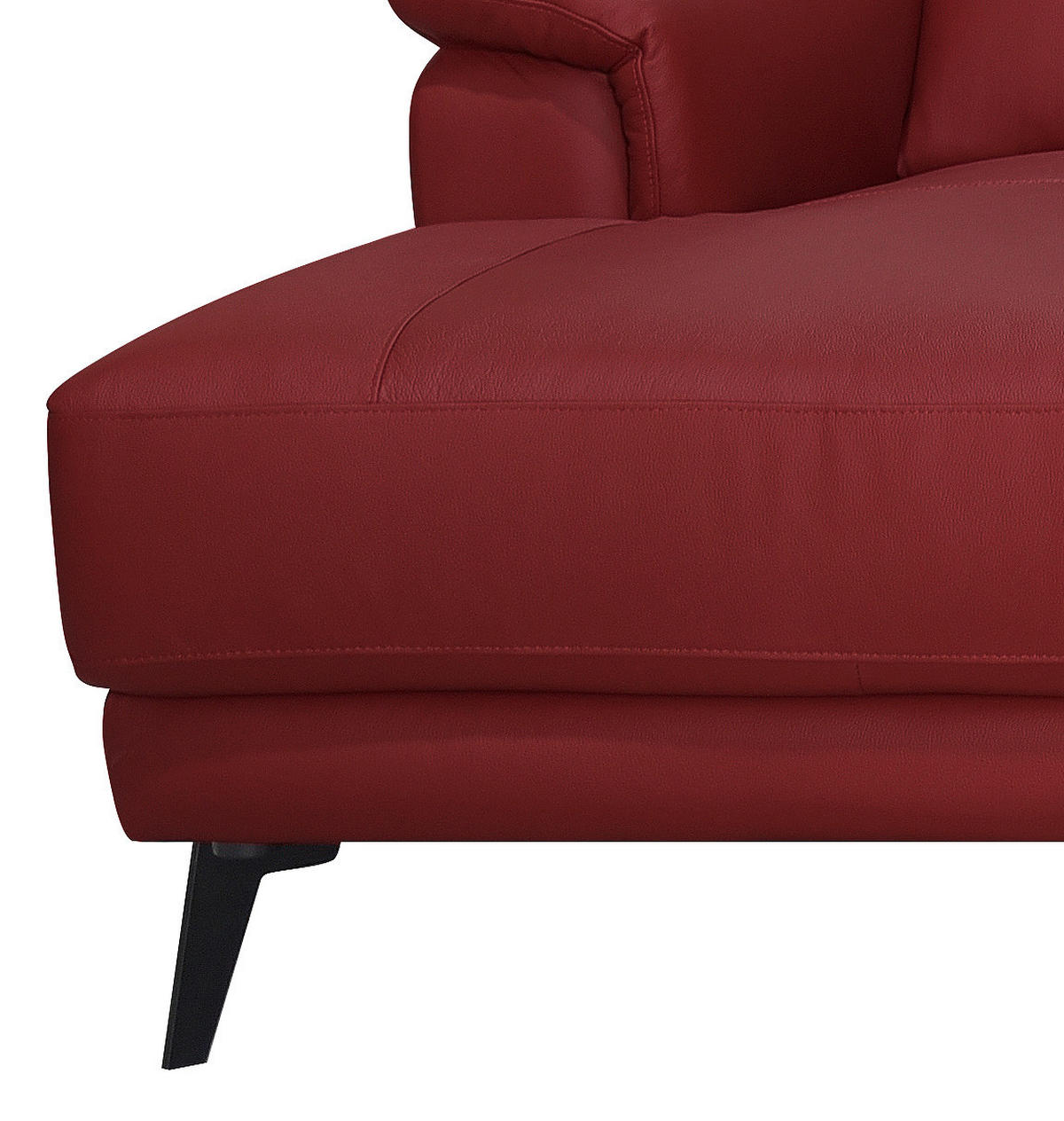ECKSOFA Rot Echtleder  - Rot/Schwarz, MODERN, Leder/Holz (174/276cm) - Livetastic