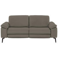 2,5-SITZER in Echtleder Grau  - Schwarz/Grau, Design, Leder/Metall (196/88/100cm) - Valdera