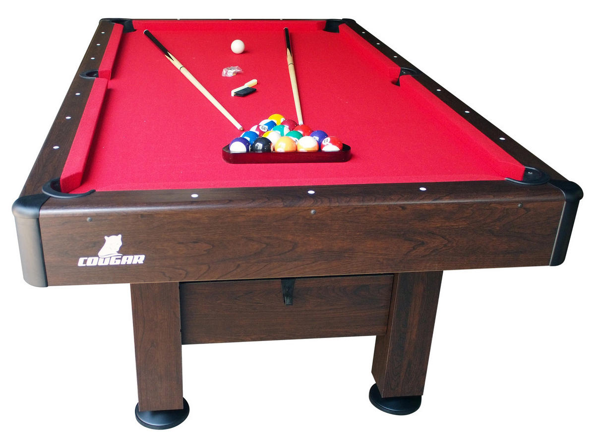 BILLARDTISCH - Rot/Braun, Basics, Holz/Kunststoff (125/79/225cm)