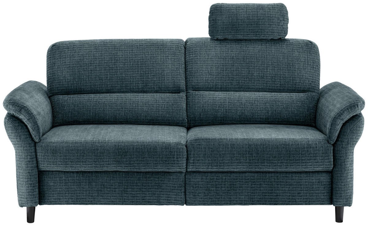 3-SITZER-SOFA in Mikrofaser Blau  - Blau/Schwarz, Modern, Holz/Textil (192/90/89cm) - Livetastic