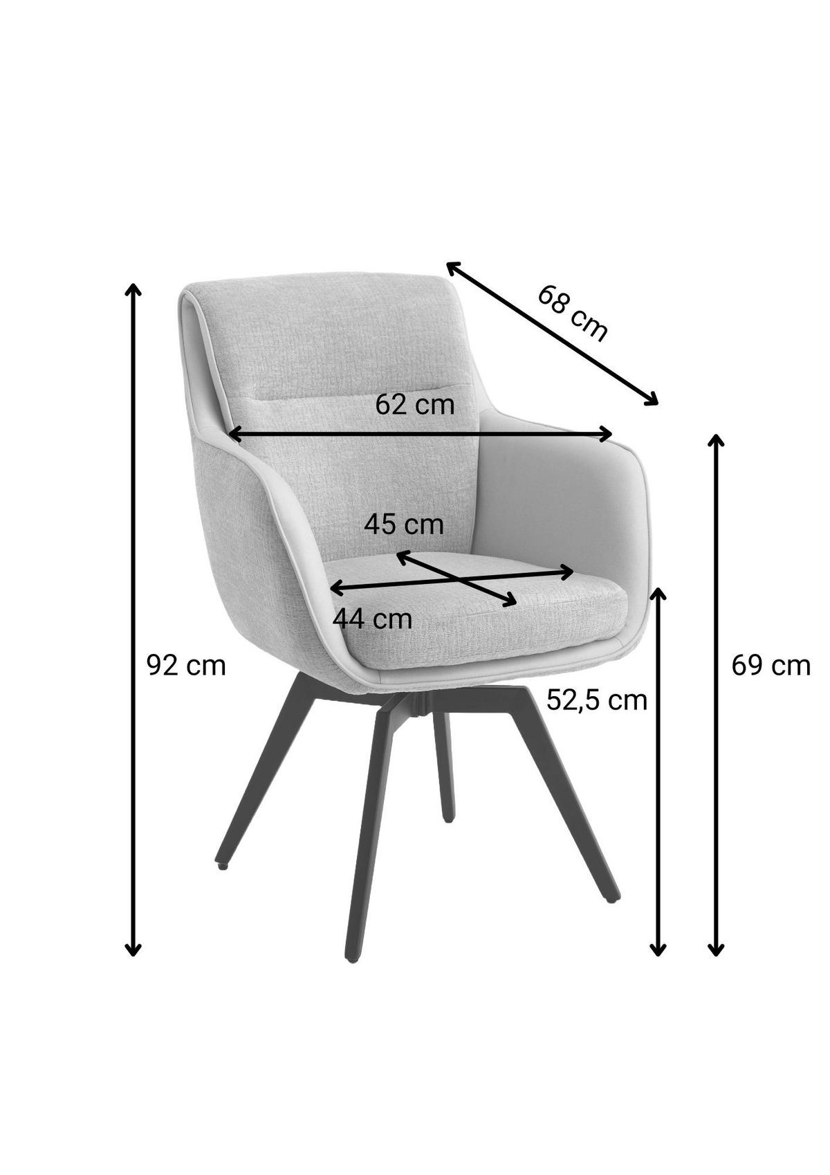 ARMLEHNSTUHL  in Eisen Chenille, Jacquard  - Beige/Schwarz, MODERN, Textil/Metall (62/92/68cm) - Livetastic