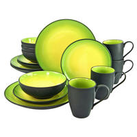 KOMBINIRANI SERVIS  HOT - GREEN  - črna/zelena, Basics, keramika - Creatable