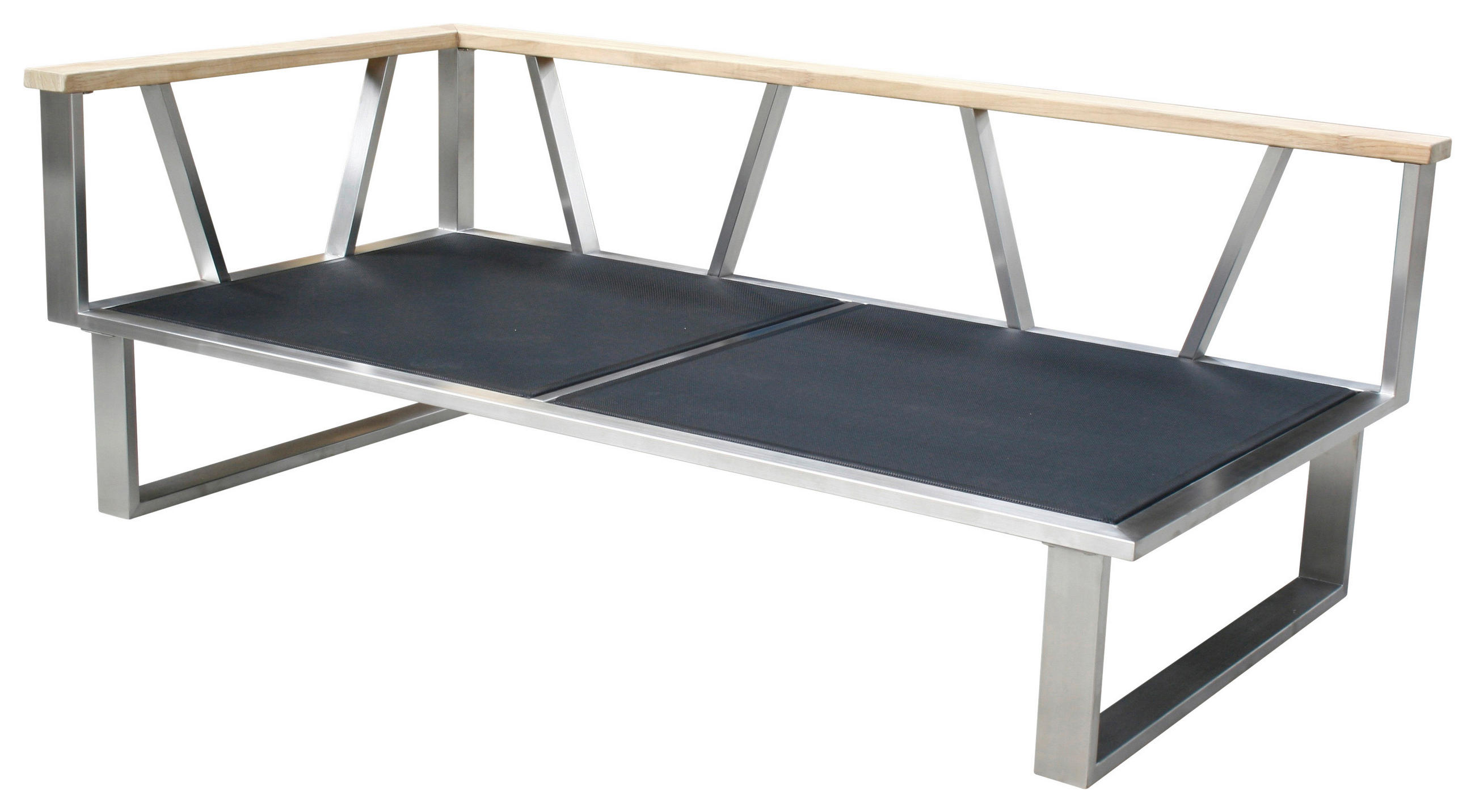 GARTENBANK 156/59/82,5 cm Teakholz  Edelstahl  - Edelstahlfarben/Grau, Design, Holz/Textil (156/59/82,5cm) - Zebra 