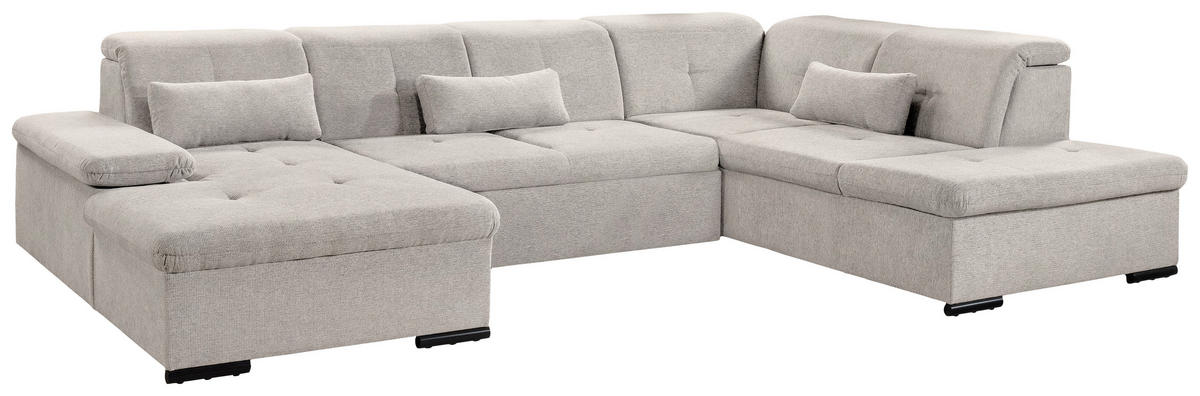 WOHNLANDSCHAFT Beige Chenille  - Beige/Grau, KONVENTIONELL, Kunststoff/Textil (240/340/188cm) - Carryhome