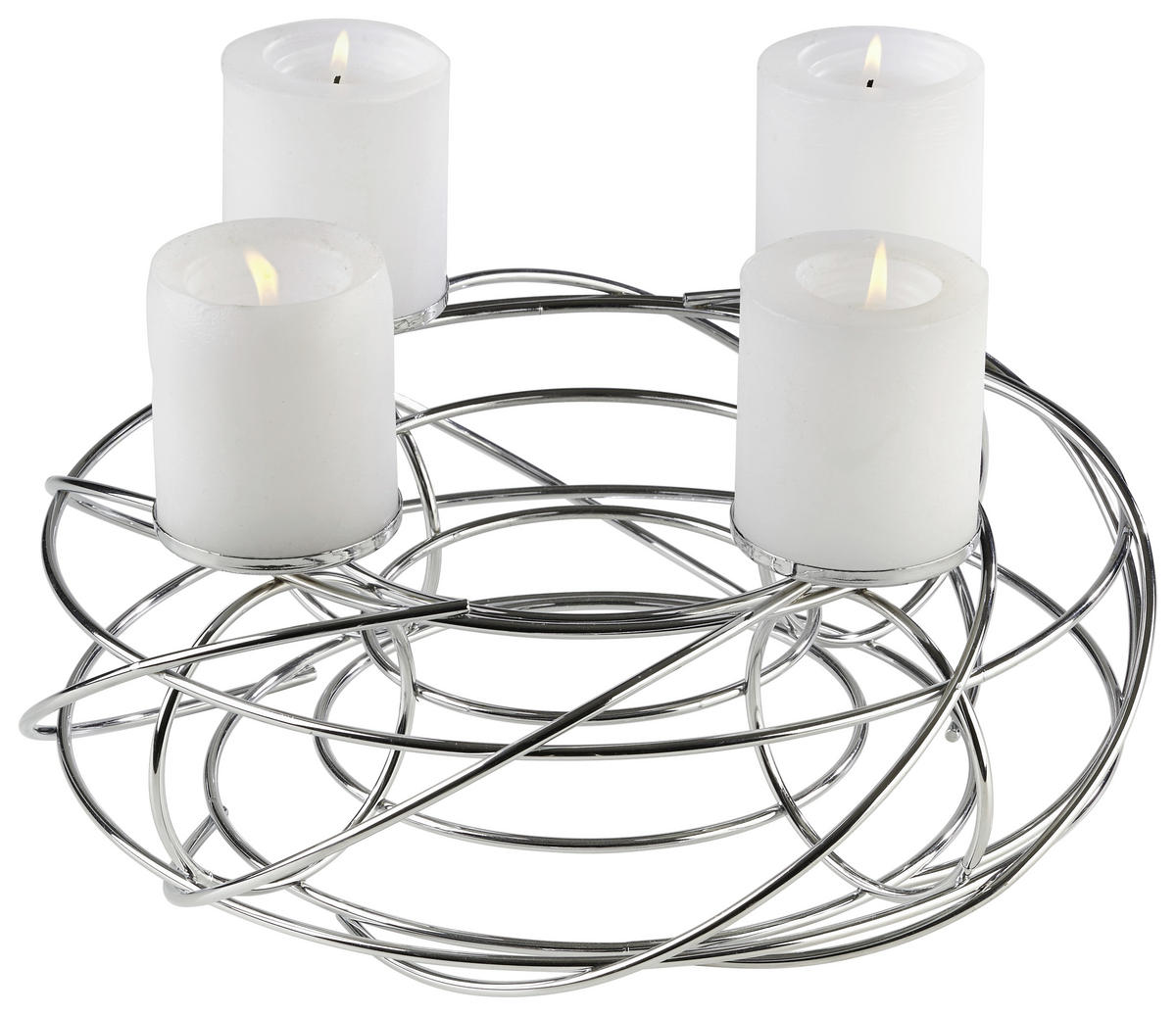 ADVENTSKRANZ Lifestyle  - Chromfarben, MODERN, Metall (35cm) - Justinus