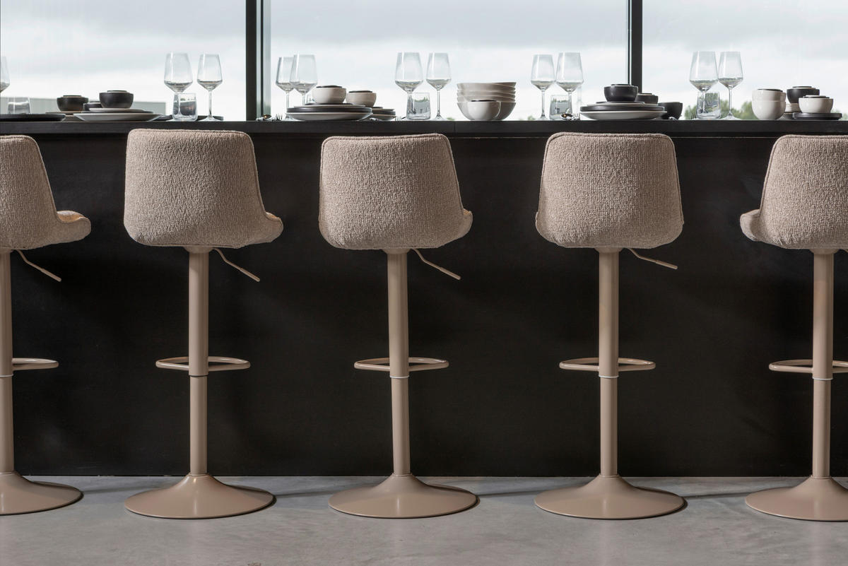 BARHOCKER Webstoff Sandfarben Gusseisen  - Sandfarben, MODERN, Textil/Metall (45/110/50cm) - Livetastic