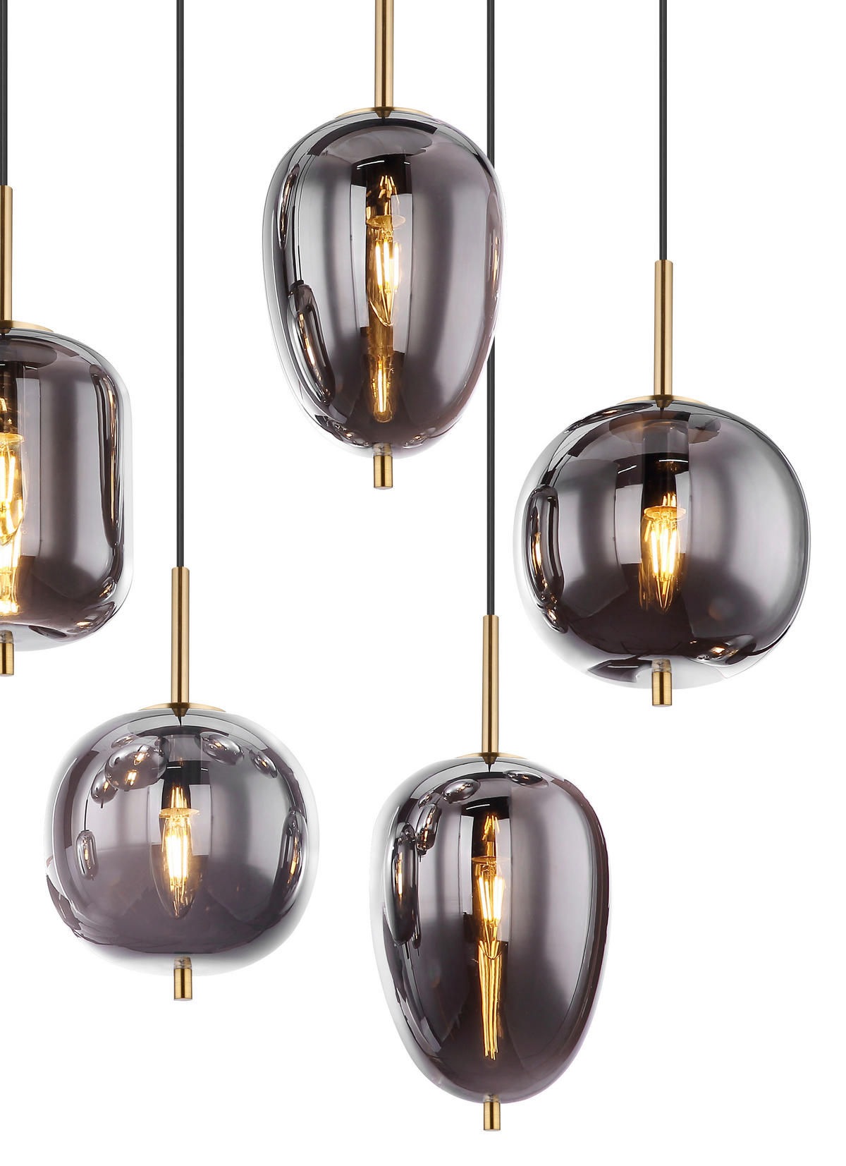 FÜGGŐLÁMPA 102,5/34/120 cm  - sárgaréz/szürke, Design, Üveg/fém (102,5/34/120cm) - Globo