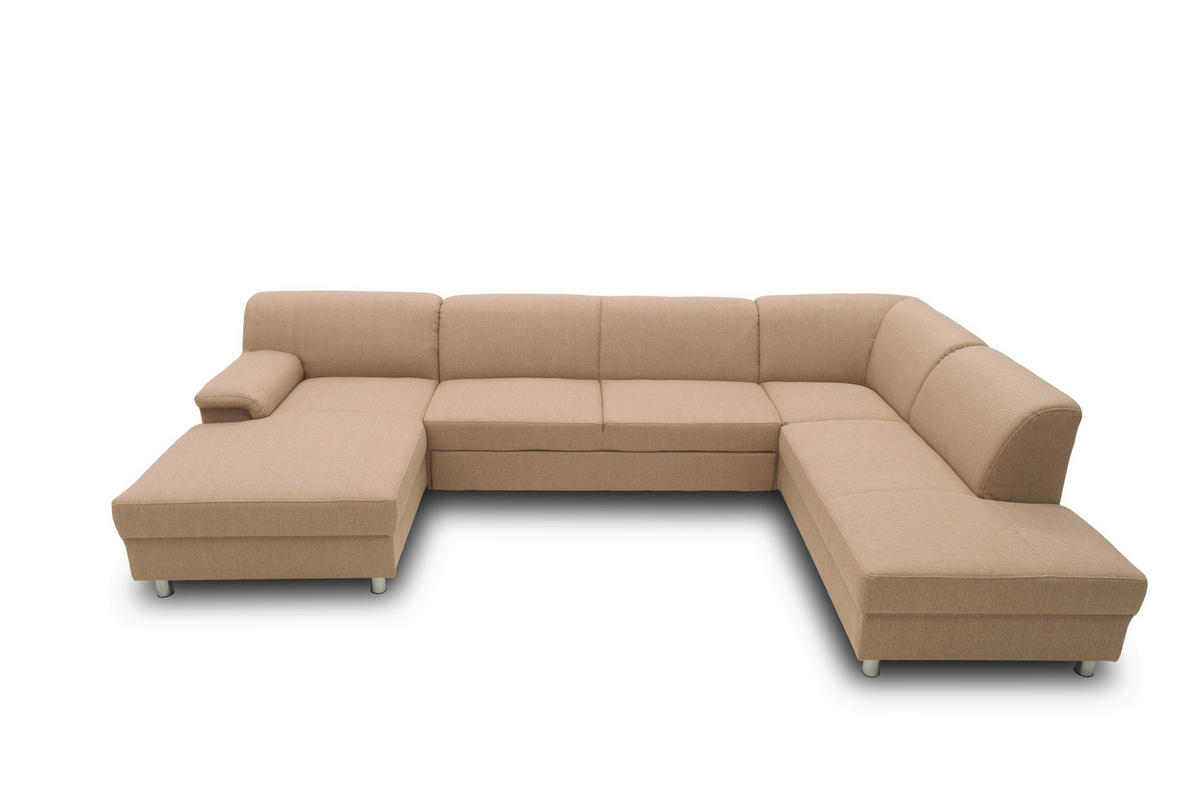 WOHNLANDSCHAFT Beige Webstoff  - Chromfarben/Beige, KONVENTIONELL, Textil/Metall (150/308/194cm) - MID.YOU
