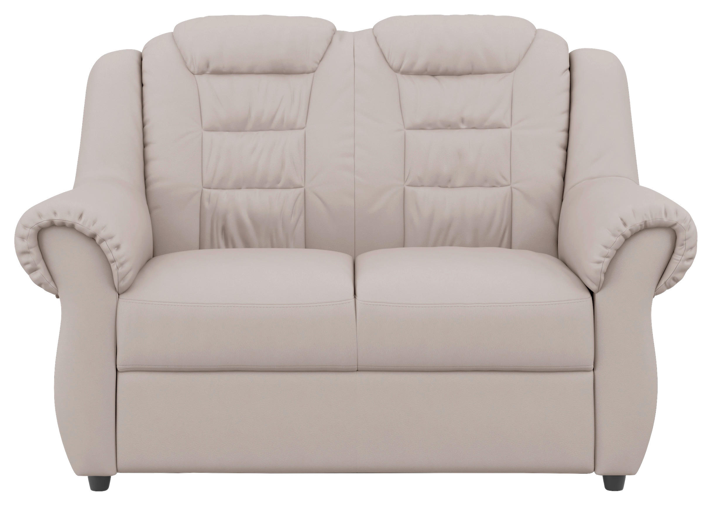 2-SITZER-SOFA in Lederlook Hellgrau  - Hellgrau/Schwarz, KONVENTIONELL, Kunststoff/Textil (145/102/101cm) - Livetastic